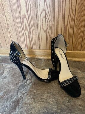 Anne Michelle Black Studded Suede High Heels
